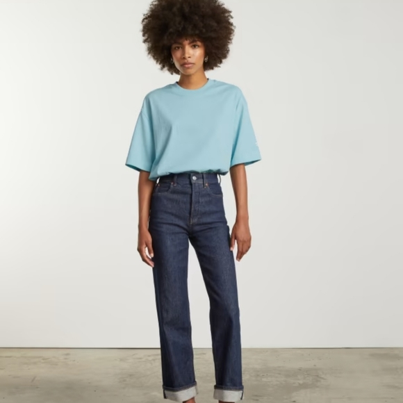 Everlane Premium Weight Relaxed T-shirt Aquamarine size Medium - Picture 2 of 4